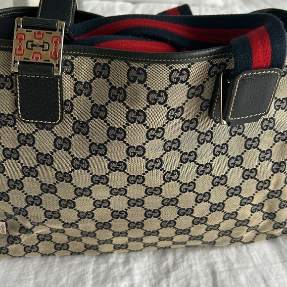 Gucci Navy Red Tote Handle Bag - Picture 4 of 17